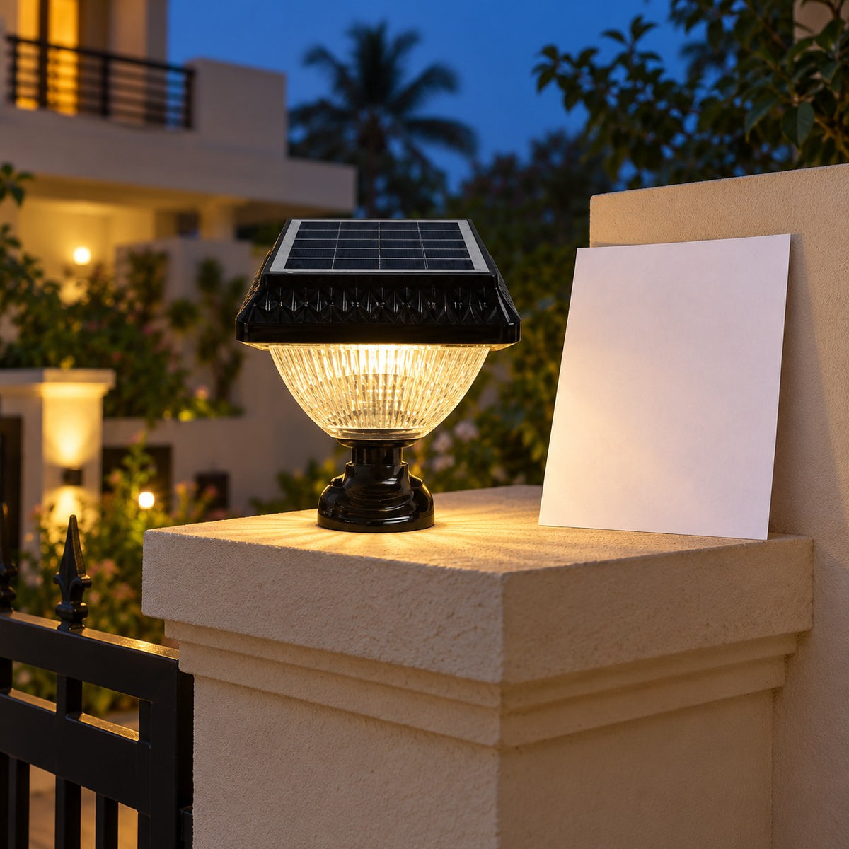 Solar LED Wall And Gate Lights - 10W Square Crystal Solar Gate Top