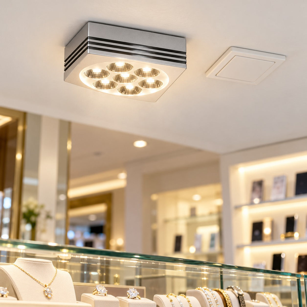 Recessed LED Spot Lights / Higher Power And Other Models - 7x1W Surface Square Fixture