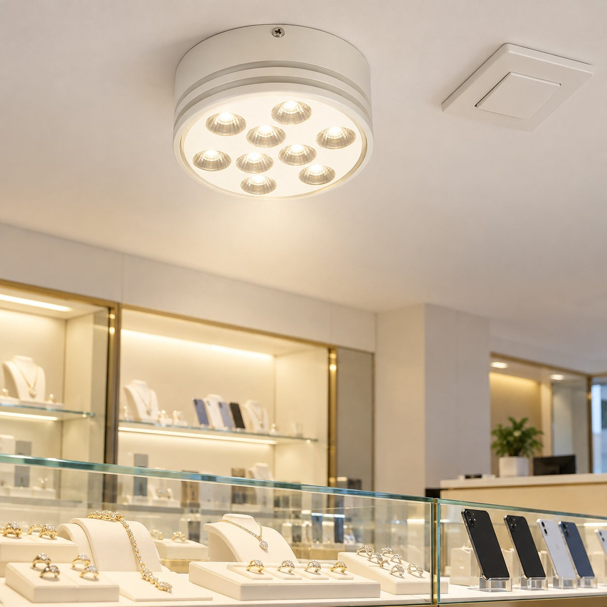 Recessed LED Spot Lights / Higher Power And Other Models - 9x1W Surface Round Fixture