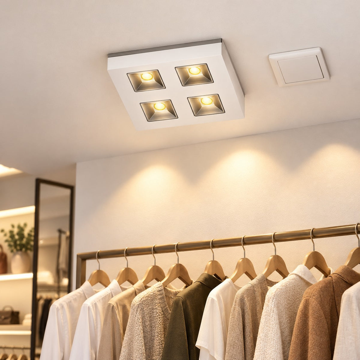 LED Surface Spot Lights - 4x8W COB Square In Square Surface