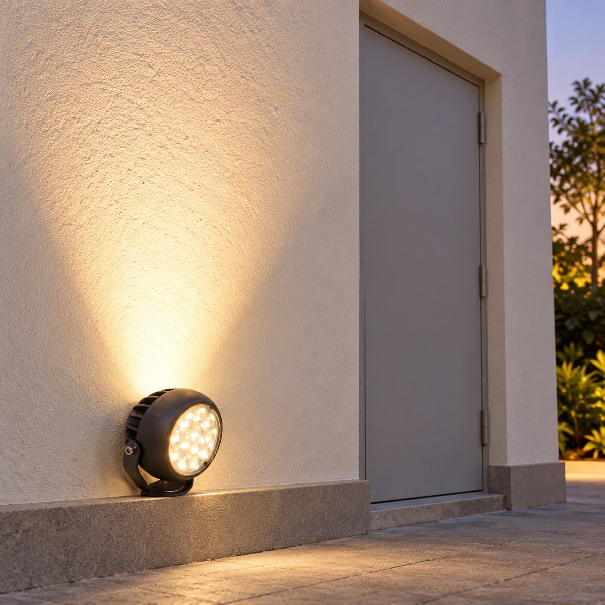 Outdoor LED Wallwasher And Beam Lights - 24W Tyrant Round Outdoor Beam Light, 36W Taurus Round Outdoor Beam Light