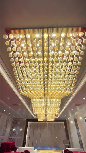 Custom wave-form crystal chandelier in the Grandeur Ball Room at Park Oasis, Jaipur