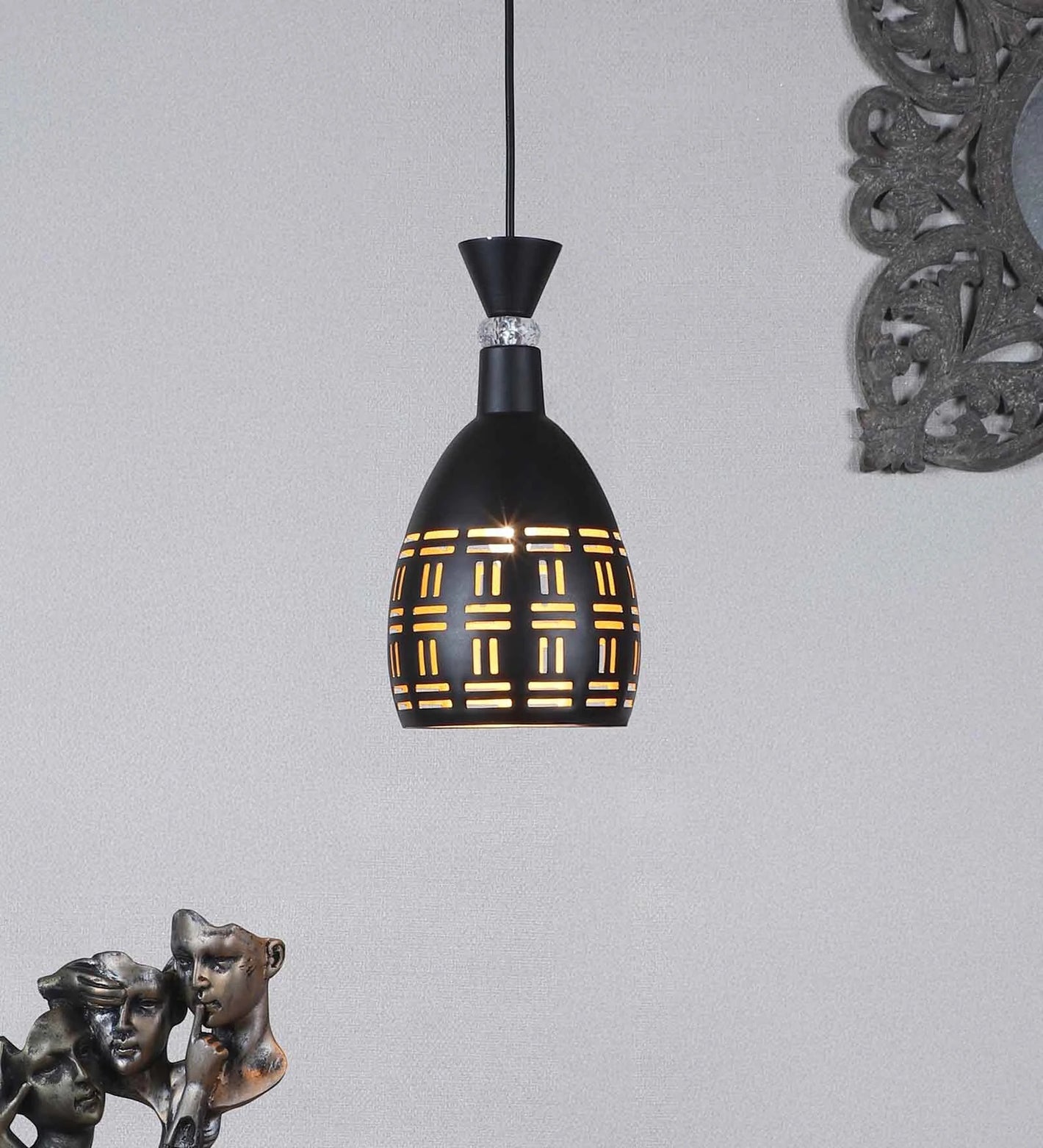 Shynith Black Iron Hanging Light  | E27 holder | without Bulb | 10424-1LP | Included Bulb | Eliante by Jainsons Lights