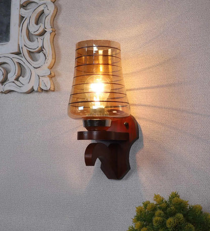 Shyrix Red Wood Wall Light  | E27 holder | without Bulb | 1010-1W | Included Bulb | Eliante by Jainsons Lights