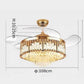 JS-LXR Crystal BLDC 42" Ceiling Chandelier Fans SLR0001-Gold Motor & Clear Transparent Blades