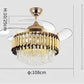 JS-LXR Crystal BLDC 42" Ceiling Chandelier Fans SLR0002-Gold Motor & Clear Transparent Blades