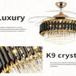 JS-LXR Crystal BLDC 42" Ceiling Chandelier Fans SLR0003-Gold Motor & Clear Transparent Blades