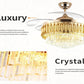 JS-LXR Crystal BLDC 42" Ceiling Chandelier Fans SLR0004-Gold Motor & Clear Transparent Blades