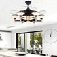 JS-LXR Modern BLDC 42" Ceiling Chandelier Fans SLR0006-Black Motor & Gold Highlights and & Clear Transparent Blades