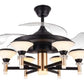 JS-LXR Modern BLDC 42" Ceiling Chandelier Fans SLR0006-Black Motor & Gold Highlights and & Clear Transparent Blades