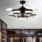 JS-LXR Modern BLDC 42" Ceiling Chandelier Fans SLR0007-Black Motor & Clear Transparent Blades