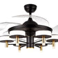 JS-LXR Modern BLDC 42" Ceiling Chandelier Fans SLR0007-Black Motor & Clear Transparent Blades