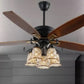 JS-LXR Classic AC 52” Ceiling Designer Fans with Light SLR0008-Matt Black Motor & Walnut Wooden Blades