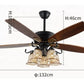 JS-LXR Classic AC 52” Ceiling Designer Fans with Light SLR0008-Matt Black Motor & Walnut Wooden Blades