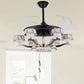 JS-LXR Crystal BLDC 42" Ceiling Chandelier Fans SLR0020-Black Motor & Gold Highlights and & Clear Transparent Blades