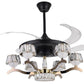 JS-LXR Crystal BLDC 42" Ceiling Chandelier Fans SLR0020-Black Motor & Gold Highlights and & Clear Transparent Blades