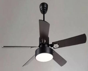 JS-LXR Modern BLDC 52” Ceiling Designer Fans with Light SLR0024 Matt Black-Matt Black motor & Matt black Blades