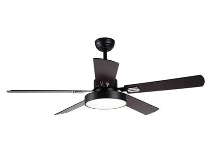 JS-LXR Modern BLDC 52” Ceiling Designer Fans with Light SLR0024 Matt Black-Matt Black motor & Matt black Blades