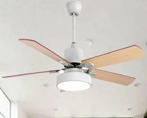 JS-LXR Modern BLDC 52” Ceiling Designer Fans with Light SLR0025-White motor & Maple Blades