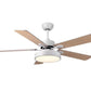 JS-LXR Modern BLDC 52” Ceiling Designer Fans with Light SLR0025-White motor & Maple Blades