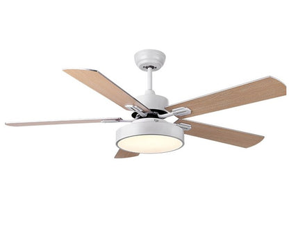 JS-LXR Modern BLDC 52” Ceiling Designer Fans with Light SLR0025-White motor & Maple Blades