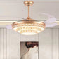 JS-LXR Crystal BLDC 42” Ceiling Chandelier Fans SLR0027-Gold Motor Body & Clear Transparent Blades