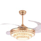 JS-LXR Crystal BLDC 42” Ceiling Chandelier Fans SLR0027-Gold Motor Body & Clear Transparent Blades