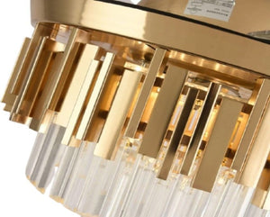 JS-LXR Crystal BLDC 42” Ceiling Chandelier Fans SLR0029-Gold Motor & Clear Transparent Blades