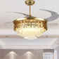 JS-LXR Crystal BLDC 42” Ceiling Chandelier Fans SLR0029-Gold Motor & Clear Transparent Blades