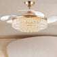 JS-LXR Crystal BLDC 42” Ceiling Chandelier Fans SLR0030-Gold Motor Body & Clear Transparent Blade