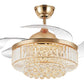 JS-LXR Crystal BLDC 42” Ceiling Chandelier Fans SLR0030-Gold Motor Body & Clear Transparent Blade