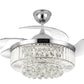 JS-LXR Crystal BLDC 42” Ceiling Chandelier Fans SLR0031-Silver Body & Clear Transparent Blades