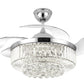 JS-LXR Crystal BLDC 42” Ceiling Chandelier Fans SLR0031-Silver Body & Clear Transparent Blades