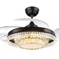 JS-LXR Crystal BLDC 42" Ceiling Chandelier Fans SLR0036-Matt Black & Crystals