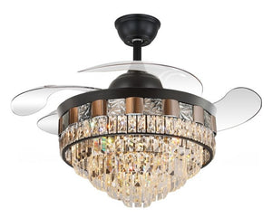 JS-LXR Crystal BLDC 42" Ceiling Chandelier Fans SLR0037-Rose Gold & Crystals