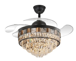 JS-LXR Crystal BLDC 42" Ceiling Chandelier Fans SLR0037-Rose Gold & Crystals