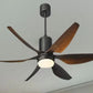 JS-LXR Modern BLDC 66" Ceiling Designer Fans with Light SLR0038-Matt Black BLDC Motor & Walnut Finish ABS Blades