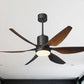 JS-LXR Modern BLDC 66" Ceiling Designer Fans with Light SLR0038-Matt Black BLDC Motor & Walnut Finish ABS Blades