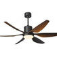 JS-LXR Modern BLDC 66" Ceiling Designer Fans with Light SLR0038-Matt Black BLDC Motor & Walnut Finish ABS Blades