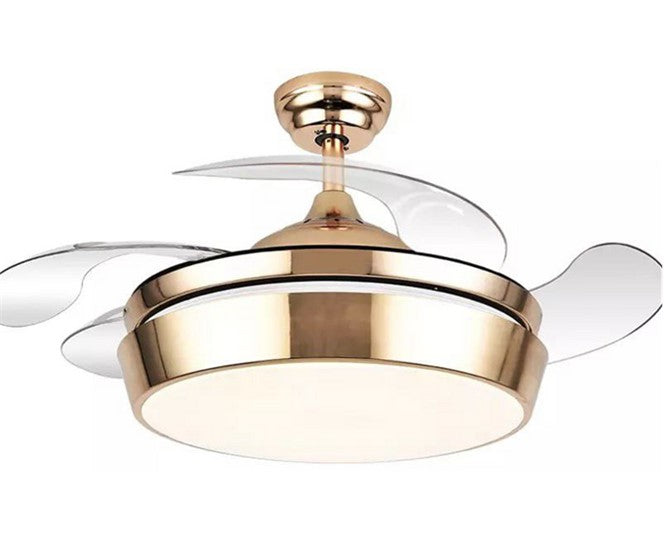 JS-LXR Modern BLDC 42" Ceiling Chandelier Fans SLR0039-Rose Gold & Crystals