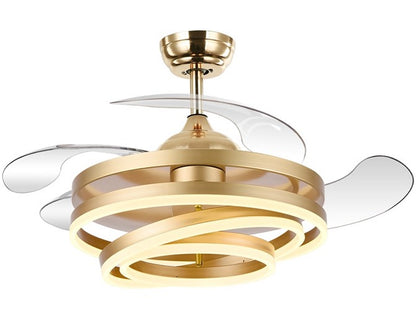 JS-LXR Modern BLDC 42" Ceiling Chandelier Fans SLR0041-Gold Motor & Clear Transparent Blades