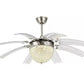 JS-LXR Crystal BLDC 48" Ceiling Chandelier Fans SLR0043-Satin Motor Clear Crystals & Clear Transparent Blades