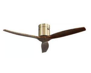 JS-LXR Modern Wooden Finish BLDC 52" Ceiling Designer Fans SLR0044-Antique Brass Motor & Dark Walnut Blades