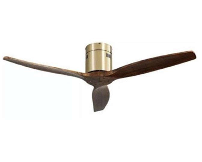 JS-LXR Modern Wooden Finish BLDC 52" Ceiling Designer Fans SLR0044-Antique Brass Motor & Dark Walnut Blades