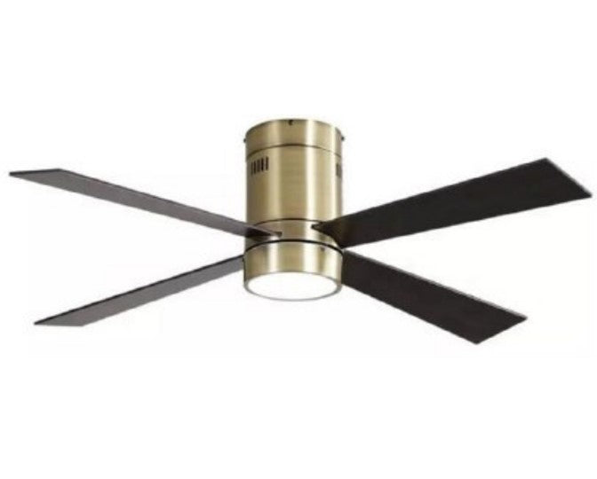 JS-LXR Modern Wooden Finish BLDC 52" Ceiling Designer Fans with Light SLR0045-Antique Brass motor & Walnut Blades