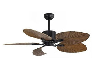 JS-LXR Tropical BLDC 52" Ceiling Designer Fans with Light SLR0047-Matt Black Motor & Walnut Blades