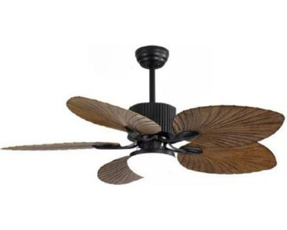 JS-LXR Tropical BLDC 52" Ceiling Designer Fans with Light SLR0047-Matt Black Motor & Walnut Blades