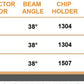 LCP-001 — specification table (body colour, reflector, beam angle, dimensions)