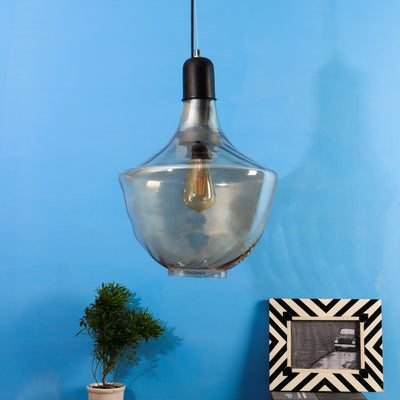 Black Metal Hanging Light - SURAJ-BIG-1P - Included Bulb