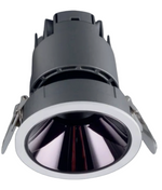 Black and silver spotlight on a white background